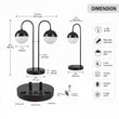 Load image into Gallery viewer, 26"H x 21 5/8"W x 9"D Double Head Table Lamp with USB, Type-C &amp; Dual Outlet – Matte Black
