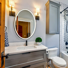 Load image into Gallery viewer, Oval LED Lighted Bathroom Vanity Mirror, Touch Switch, Anti - Fog Wall Mounted Makeup Mirror &amp; CCT Remembrance, CRI 90+, LED Oval Mirror for Bathroom, Lunar Style - LEDMyPlace