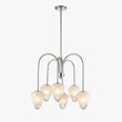 Load image into Gallery viewer, Flower Chandelier, 6-Light E12 Base, Polished Nickel Finish hardware with Snow White Glass Shades-Modern and Contemporary Chandelier - 24”D x 20“H