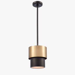 Industrial Pendant Light Brass and Matte Black Hardware with White Alabaster Diffuser, E12 Base