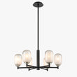 Load image into Gallery viewer, 6-Light Black Finish Chandelier Light with Snow Glass, E12 Base, Diam 24" Height 10", 120V, Bulb Type B10, Socket type E12, Max wattage Per Socket 60W