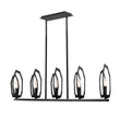 Load image into Gallery viewer, 5-Light Matte Black Finish with Deco Candlestick Linear Chandelier for Dining Room - 43"L x 7“W x 13”H