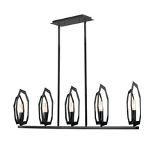 Load image into Gallery viewer, 5-Light Matte Black Finish with Deco Candlestick Linear Chandelier for Dining Room - 43"L x 7“W x 13”H