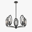Load image into Gallery viewer, 6-Light Black Finish Chandelier Light with Snow Glass, E12 Base, 120V, Bulb Type B10, Socket type E12, Max wattage Per Socket 60W - 28“D x 16”H