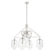 Load image into Gallery viewer, 5-Light Modern Glass Bell Shade Round Chandelier Diam 35.5", Polished Nickel Finish Hardware with Clear Glass, 27.5" Height, 120V, Bulb Type B10, Socket Type E12, Max wattage Per Socket 60W