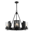 Load image into Gallery viewer, 6-Light Ring Chandelier Ceiling Light In Matte Black Finish with Clear Glass, E12 Base, Diam 28" Height 22", 120V, Bulb Type B10, Socket type E12, Max wattage Per Socket 60W