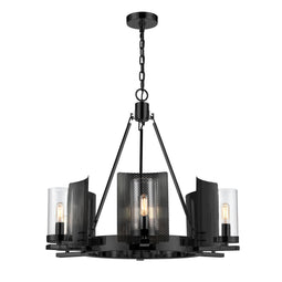 6-Light Chandeliers Matte black Finish with Clear glass, E12 Base
