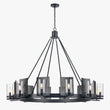 Load image into Gallery viewer, 12-Light Ring Chandelier Ceiling Light in Matte Black Finish with Clear Glass, Diam 50" Height 39", 120V, Bulb Type B10, Socket Type E12, Max wattage Per Socket 60W