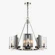 Load image into Gallery viewer, 6-Light Ring Chandelier Ceiling Light In Chrome Finish with Clear Glass, E12 Base, 120V, Bulb Type B10, Socket type E12, Max wattage Per Socket 60W - 28“D x 22”H
