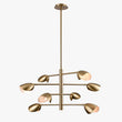 Load image into Gallery viewer, 8-Light Chandelier Ceiling Light, Curved Disk Shades, Brass Finish Hardware,  120V, Bulb Type B10, Socket type E12, Max wattage Per Socket 60W - 33.5”D x 18.5“H
