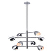 Load image into Gallery viewer, 8-Light Chandelier Ceiling Light, Curved Disk Shades, Chrome Finish Hardware, 120V, Bulb Type B10, Socket type E12, Max wattage Per Socket 60W - 33.5”D x 18.5“H