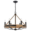Load image into Gallery viewer, 6-Light Farmhouse Chandelier, E12 Base, Matte black Finish Hardware with Nature Solid Ashwood - 26“D x 22”H