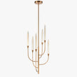 Load image into Gallery viewer, 6 LED Lights Farmhouse Candle Chandeliers Satin Brass Finish Hardware with Hand Made Crystal - 20”D x 41“H