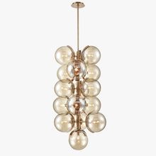 Load image into Gallery viewer, 16-Light Modern Glass Ball Bubble Chandelier New Brass Finish Hardware with Mercury Glass, E12 Base - 25” D x 43“H