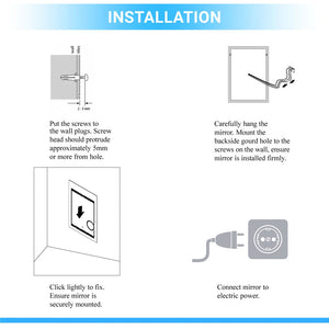 36 in. x 48 in. LED Lighted Bathroom Vanity Mirror, On/Off Touch Switch & CCT Changeable With Remembrance, Defogger, Both Vertical and Horizontal Wall Mounted Way, Inner Window Style