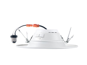 6" LED Downlight Dimmable, 15W, 5CCT Changeable: 27K/30K/35K/40K/50K, 120V AC,  Baffle Trim, Damp Rated