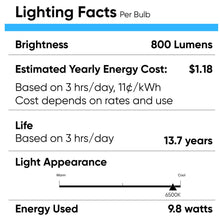 Load image into Gallery viewer, A19 Dimmable LED Light Bulb 6500K, 9.8W, Crystal White, 800 Lumens, (E26) - LEDMyPlace