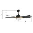 Load image into Gallery viewer, Appleton 52 Inch 5 - Blade Best Smart Ceiling Fan With Led Light Kit &amp; Remote Control - Black/Black (Gold Detail) - LEDMyPlace