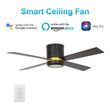 Load image into Gallery viewer, Arlington 52 Inch 4 - Blade Flush Mount Best Smart Ceiling Fan With Led Light Kit &amp; Wall Switch - Gold/Black - LEDMyPlace