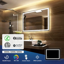 Load image into Gallery viewer, Backlit/Frontlit, Vanity Mirror with Lights, Touch Switch, Anti - Fog, Adjustable 3 - Color Temperature &amp; Remembrance, CRI 90+, LED Mirror for Bathroom, Accord Style - LEDMyPlace