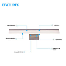 Load image into Gallery viewer, Bathroom Light Fixtures, 4000K (Cool White), Brushed Nickel Finish, For Damp Location,Wall Mount, Vanity Lighting - LEDMyPlace