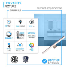 Load image into Gallery viewer, Bathroom Light Fixtures, 4000K (Cool White), Brushed Nickel Finish, For Damp Location,Wall Mount, Vanity Lighting - LEDMyPlace