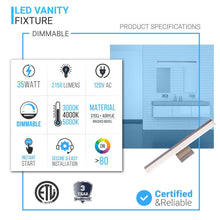 Load image into Gallery viewer, Bathroom Light Fixtures, 4000K (Cool White), Brushed Nickel Finish, For Damp Location,Wall Mount, Vanity Lighting - LEDMyPlace