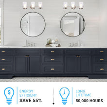 Load image into Gallery viewer, Bathroom Light Fixtures, 4000K, Dimmable, Brushed Nickel Finish, Wall Mount, Damp Location, Vanity Lighting - LEDMyPlace