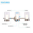 Load image into Gallery viewer, Bathroom Light Fixtures, 4000K, Dimmable, Brushed Nickel Finish, Wall Mount, Damp Location, Vanity Lighting - LEDMyPlace