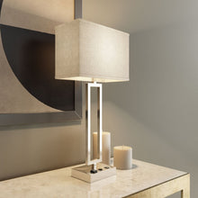 Load image into Gallery viewer, Bedside Table Lamp with USB Port and Outlet, 28 inch, Brushed Nickel Finish, with 1pc Switch,1pcs outlets,1pc USB 1 Type C, For Living Room, Dorm, Bedroom Lamp - LEDMyPlace
