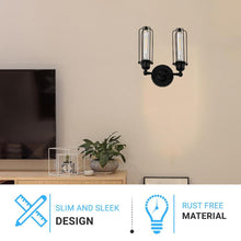 Load image into Gallery viewer, Birdcage Shape Bathroom Light Fixtures, Matte Black Finish, 1 - Light/2 - Light, E26 Base, UL Listed, For Dry Locations, Wall Mount, Bathroom Vanity Lighting - LEDMyPlace