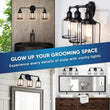 Load image into Gallery viewer, Birdcage Shape Bathroom Light Fixtures, Wall Mount, Matte Black with Clear Glass Shade, 1 - Light/2 - Light/3 - Light, E26 Base, For Damp Locations, Vanity Lighting - LEDMyPlace