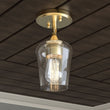 Load image into Gallery viewer, Brass Gold Semi - Flush Mount Light with Bell Shape Clear Glass Shade, E26 Base, Damp Location, Ceiling Mounting, UL Listed - LEDMyPlace