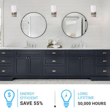 Load image into Gallery viewer, Brushed Nickel Bathroom Light Fixtures with Opal Glass Shades, Wall Mount, 4000K (Cool White), Vanity Lighting, ETL Listed, Cylinder Shape Bath Bar Light - LEDMyPlace