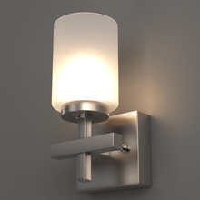 Load image into Gallery viewer, Brushed Nickel Bathroom Light Fixtures with Opal Glass Shades, Wall Mount, 4000K (Cool White), Vanity Lighting, ETL Listed, Cylinder Shape Bath Bar Light - LEDMyPlace