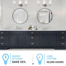 Load image into Gallery viewer, Brushed Nickel Bathroom Light Fixtures with Opal Glass Shades, Wall Mount, 4000K (Cool White), Vanity Lighting, ETL Listed, Cylinder Shape Bath Bar Light - LEDMyPlace
