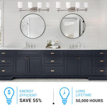 Load image into Gallery viewer, Brushed Nickel Bathroom Light Fixtures with Opal Glass Shades, Wall Mount, 4000K (Cool White), Vanity Lighting, ETL Listed, Cylinder Shape Bath Bar Light - LEDMyPlace