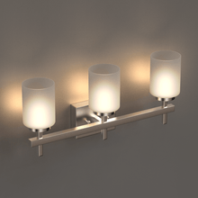 Load image into Gallery viewer, Brushed Nickel Bathroom Light Fixtures with Opal Glass Shades, Wall Mount, 4000K (Cool White), Vanity Lighting, ETL Listed, Cylinder Shape Bath Bar Light - LEDMyPlace
