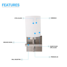 Load image into Gallery viewer, Brushed Nickel Bathroom Light Fixtures with Opal Glass Shades, Wall Mount, 4000K (Cool White), Vanity Lighting, ETL Listed, Cylinder Shape Bath Bar Light - LEDMyPlace