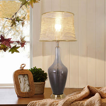 Load image into Gallery viewer, Clavel Translucent Glass Best Table Lamp 31 Inch - Gray Ombre/Golden Yarn Shade (Set of 2) - LEDMyPlace