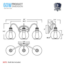 Load image into Gallery viewer, Clear Glass Bathroom Light Fixtures, Wall Mount, 2 - Head/3 - Head, E26 Base Brushed Nickel Finish, Vanity Lighting - LEDMyPlace