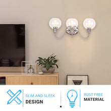 Load image into Gallery viewer, Clear Glass Bathroom Light Fixtures, Wall Mount, 2 - Head/3 - Head, E26 Base Brushed Nickel Finish, Vanity Lighting - LEDMyPlace