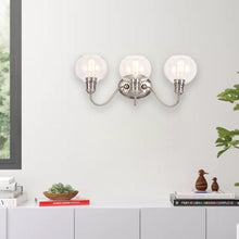 Load image into Gallery viewer, Clear Glass Bathroom Light Fixtures, Wall Mount, 2 - Head/3 - Head, E26 Base Brushed Nickel Finish, Vanity Lighting - LEDMyPlace
