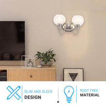 Load image into Gallery viewer, Clear Glass Bathroom Light Fixtures, Wall Mount, 2 - Head/3 - Head, E26 Base Brushed Nickel Finish, Vanity Lighting - LEDMyPlace
