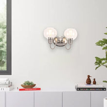 Load image into Gallery viewer, Clear Glass Bathroom Light Fixtures, Wall Mount, 2 - Head/3 - Head, E26 Base Brushed Nickel Finish, Vanity Lighting - LEDMyPlace