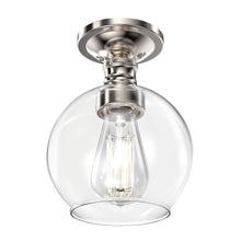Load image into Gallery viewer, Clear Glass Dome Shape Semi Flush Mount Ceiling Lights, Brushed Nickel Finish, E26 Base, Ceiling Mounting, UL Listed for Damp Location - LEDMyPlace