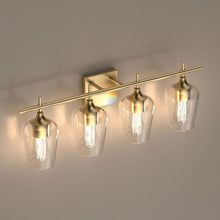 Load image into Gallery viewer, Clear Glass Shade Bathroom Light Fixtures, Bell Shape with Brass Gold Finish Vanity Lighting, E26 Base, UL Listed for Damp Location, Bathroom Wall Sconces - LEDMyPlace