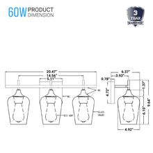 Load image into Gallery viewer, Clear Glass Shade Bathroom Light Fixtures, Bell Shape with Brass Gold Finish Vanity Lighting, E26 Base, UL Listed for Damp Location, Bathroom Wall Sconces - LEDMyPlace