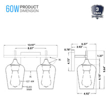 Load image into Gallery viewer, Clear Glass Shade Bathroom Light Fixtures, Bell Shape with Brass Gold Finish Vanity Lighting, E26 Base, UL Listed for Damp Location, Bathroom Wall Sconces - LEDMyPlace