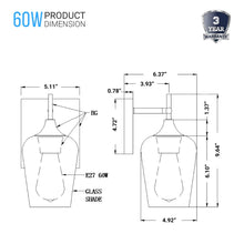 Load image into Gallery viewer, Clear Glass Shade Bathroom Light Fixtures, Bell Shape with Brass Gold Finish Vanity Lighting, E26 Base, UL Listed for Damp Location, Bathroom Wall Sconces - LEDMyPlace